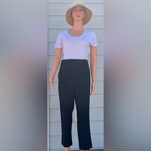 Ann Taylor trousers, ankle length, SZ 12, gently worn, heavy fabric, dark blue.